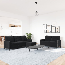 3-częściowy komplet wypoczynkowy, obity aksamitem, czarna