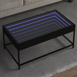 Stolik kawowy z LED Infinity, czarny, 90x50x41 cm