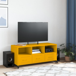 Szafka pod telewizor, musztardowa, 100,5x39x43,5 cm, stalowa