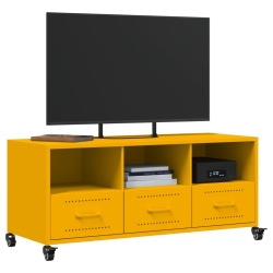 Szafka pod telewizor, musztardowa, 100,5x39x43,5 cm, stalowa