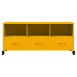 Szafka pod telewizor, musztardowa, 100,5x39x43,5 cm, stalowa