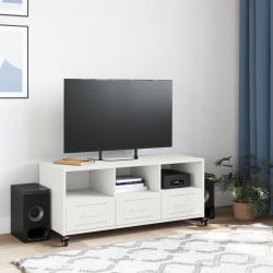 Szafka RTV, biała, 100,5x39x43,5 cm, stal walcowana na zimno