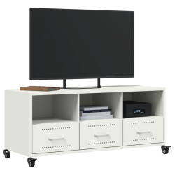 Szafka RTV, biała, 100,5x39x43,5 cm, stal walcowana na zimno