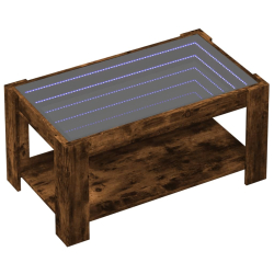 Stolik kawowy z LED, opalany dąb, 93x53x45 cm