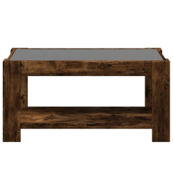 Stolik kawowy z LED, opalany dąb, 93x53x45 cm