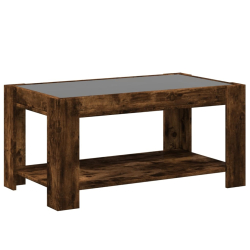 Stolik kawowy z LED, opalany dąb, 93x53x45 cm