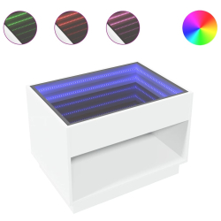 Stolik kawowy z LED Infinity, biały, 70x50x50 cm
