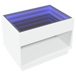 Stolik kawowy z LED Infinity, biały, 70x50x50 cm
