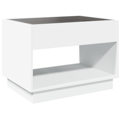 Stolik kawowy z LED Infinity, biały, 70x50x50 cm