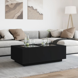 Stolik kawowy z LED Infinity, czarny, 116x69x40 cm