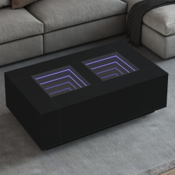 Stolik kawowy z LED Infinity, czarny, 116x69x40 cm