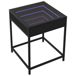Stolik nocny z LED Infinity, czarny, 40x40x51 cm