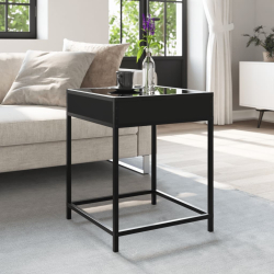 Stolik nocny z LED Infinity, czarny, 40x40x51 cm