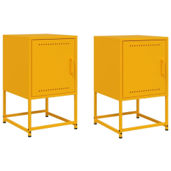 Szafki nocne, 2 szt., musztardowe, 36x39x60,5 cm, stal