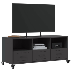 Szafka RTV, czarna, 100,5x39x43,5 cm, stal walcowana na zimno