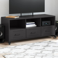 Szafka RTV, czarna, 100,5x39x43,5 cm, stal walcowana na zimno