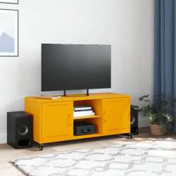 Szafka pod telewizor, musztardowa, 100,5x39x43,5 cm, stalowa
