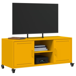 Szafka pod telewizor, musztardowa, 100,5x39x43,5 cm, stalowa