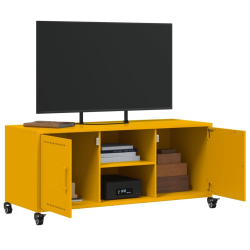 Szafka pod telewizor, musztardowa, 100,5x39x43,5 cm, stalowa
