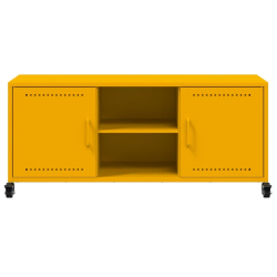 Szafka pod telewizor, musztardowa, 100,5x39x43,5 cm, stalowa