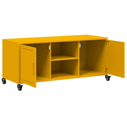 Szafka pod telewizor, musztardowa, 100,5x39x43,5 cm, stalowa