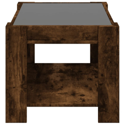 Stolik kawowy z LED, opalany dąb, 73x53x45 cm