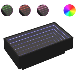 Stolik kawowy z LED, czarny, 90x50x30 cm
