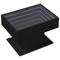 Stolik kawowy z LED, czarny, 70x50x45 cm