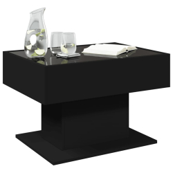Stolik kawowy z LED, czarny, 70x50x45 cm