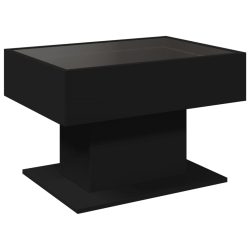 Stolik kawowy z LED, czarny, 70x50x45 cm