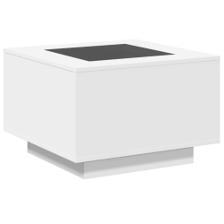 Stolik kawowy z LED, biały, 60x60x40 cm