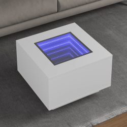Stolik kawowy z LED, biały, 60x60x40 cm