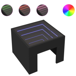 Stolik nocny z LED Infinity, czarny, 40x40x30 cm