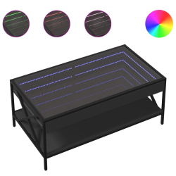 Stolik kawowy z LED Infinity, czarny, 90x50x38 cm