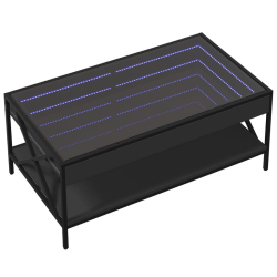 Stolik kawowy z LED Infinity, czarny, 90x50x38 cm