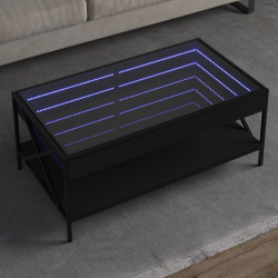 Stolik kawowy z LED Infinity, czarny, 90x50x38 cm