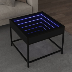 Stolik kawowy z LED Infinity, czarny, 50x50x41 cm