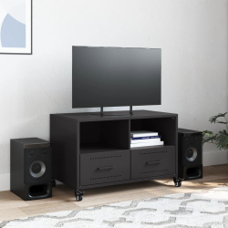 Szafka RTV, czarna, 68x39x43,5 cm, stal walcowana na zimno