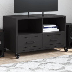 Szafka RTV, czarna, 68x39x43,5 cm, stal walcowana na zimno