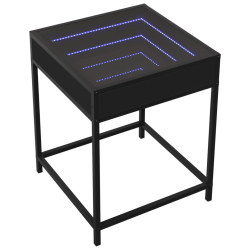 Stolik nocny z LED Infinity, czarny, 40x40x51 cm