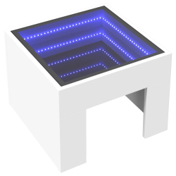 Stolik nocny z LED Infinity, biały, 40x40x30 cm