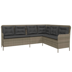 2-częściowa sofa ogrodowa z poduszkami, szara, polirattan