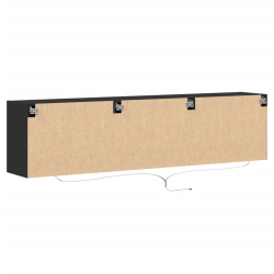 Ścienna szafka pod TV, z LED, czarna, 180x31x45 cm