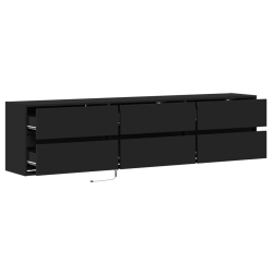 Ścienna szafka pod TV, z LED, czarna, 180x31x45 cm
