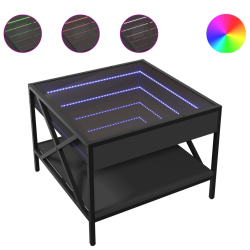 Stolik kawowy z LED Infinity, czarny, 50x50x38 cm