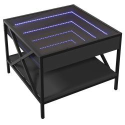 Stolik kawowy z LED Infinity, czarny, 50x50x38 cm