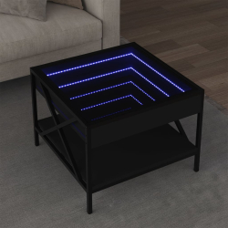 Stolik kawowy z LED Infinity, czarny, 50x50x38 cm
