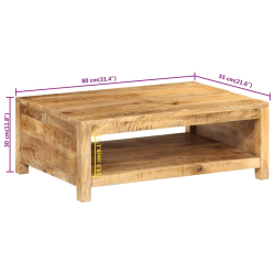 Stolik kawowy, 80x55x30 cm, lite drewno mango