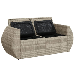 Sofa ogrodowa z poduszkami, 2-osobowa, jasnoszara, polirattan
