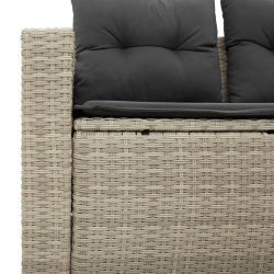Sofa ogrodowa z poduszkami, 2-osobowa, jasnoszara, polirattan